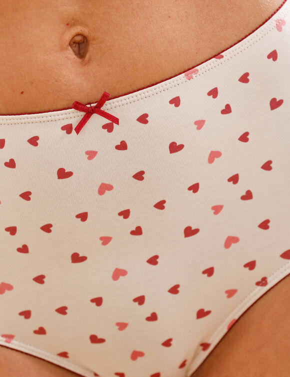 Culotte coton forme maxi imprimé  motifs «coeurs» assortis – Lot de 4 (rouge) Culotte coton forme maxi imprimé  motifs «coeurs» assortis – Lot de 4 (rouge)